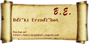Béki Erzsébet névjegykártya